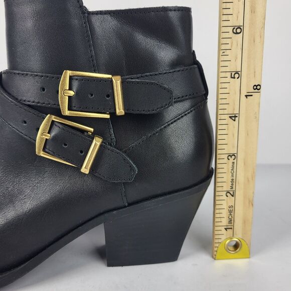 Dolce Vita Rayner Black Leather Pointed toe Buckled Moto Bootie Size 6.5 - Picture 3 of 12